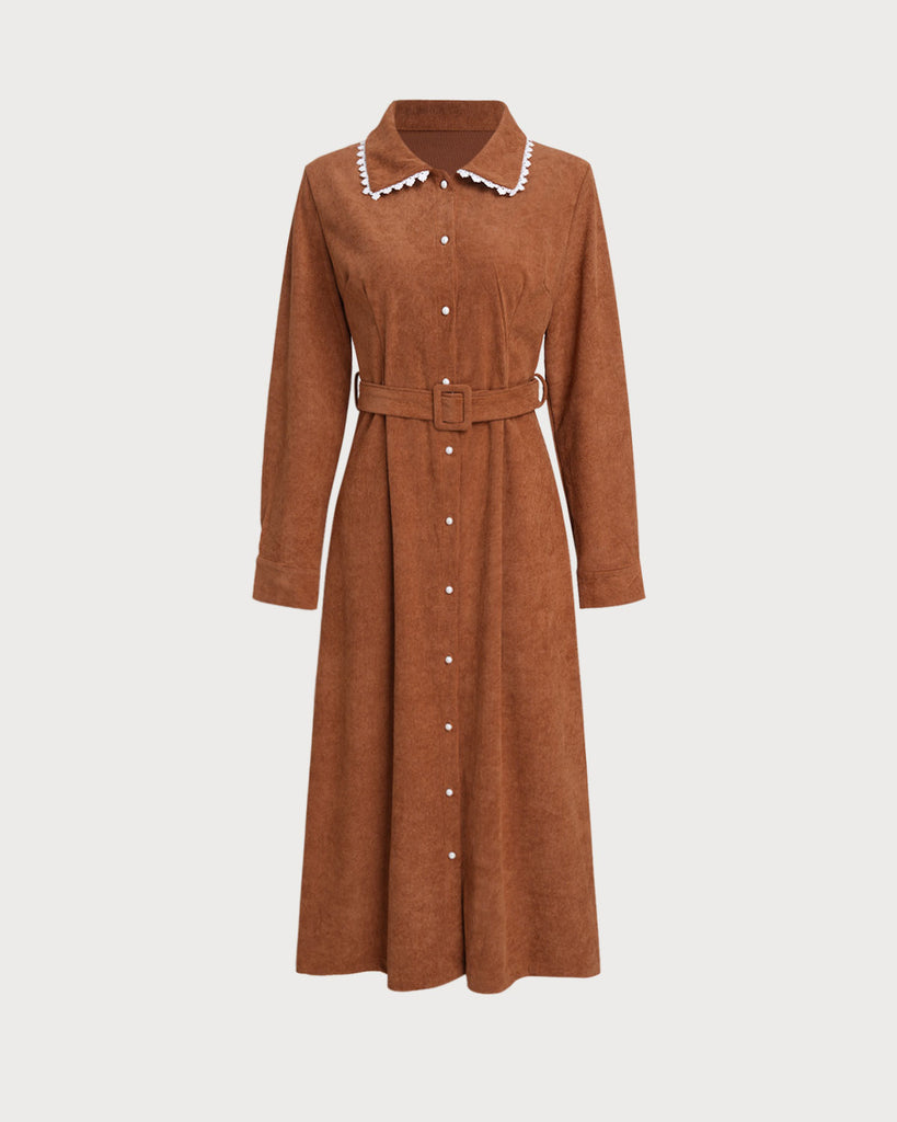 Women's Woven Polyester Midi Dresses Caramel Dresses - RIHOAS