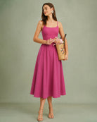Women's Woven Polyester Midi Dresses Dresses - RIHOAS