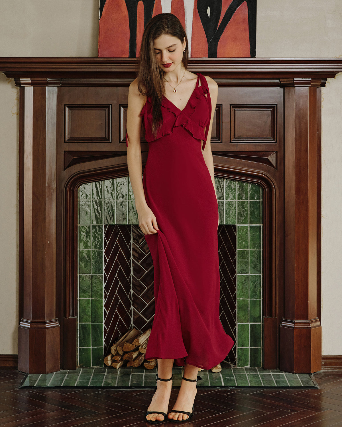 Women's Woven Polyester Midi Dresses Dresses - RIHOAS