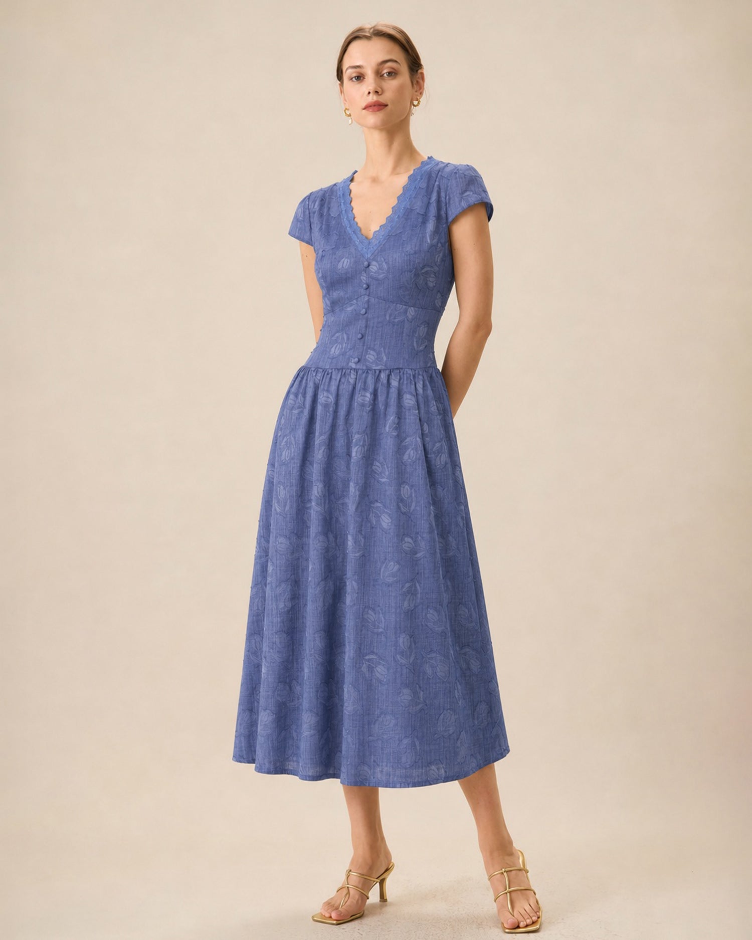 Women's Woven Polyester Midi Dresses - RIHOAS