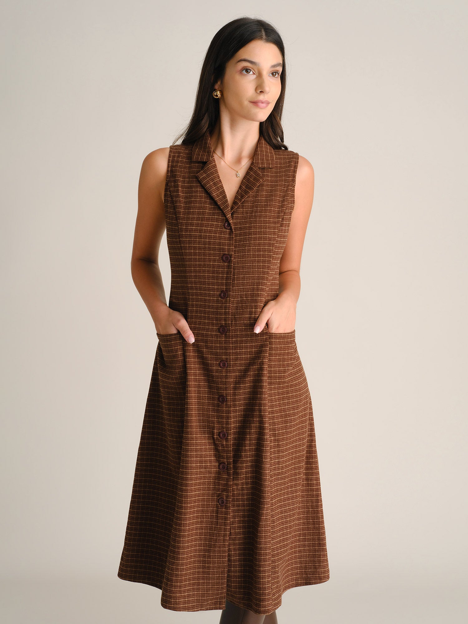 Women's Woven Polyester Midi Dresses - RIHOAS - 02