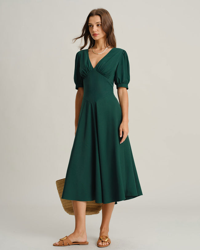 Women's Woven Polyester Midi Dresses Dresses - RIHOAS