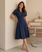 Women's Woven Polyester Midi Dresses - RIHOAS - 09