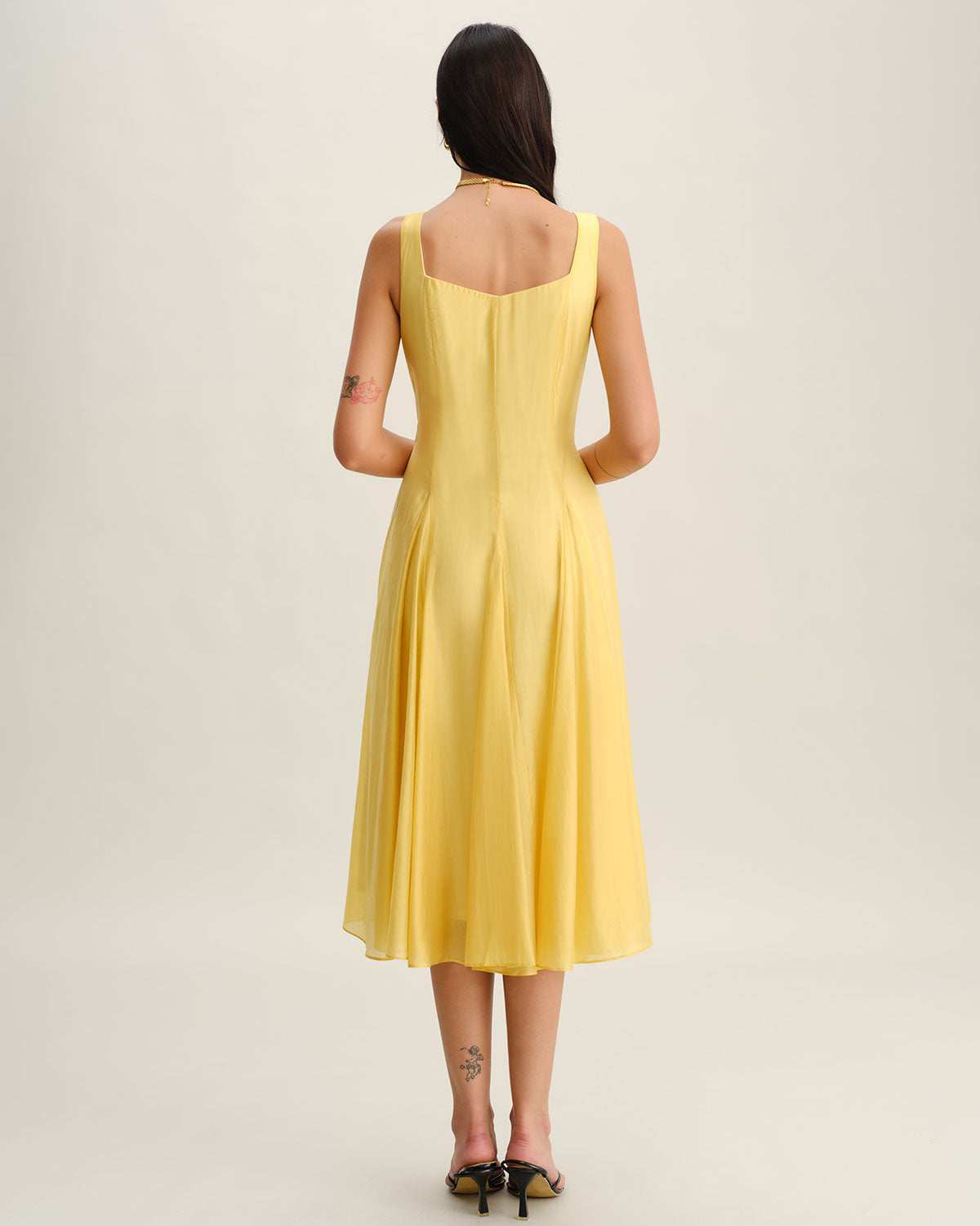 Rihoas Square Neck Pleated Slip Midi Dress Women's, Yellow / S Rihoas Square Neck Pleated Slip Midi Dress Women's, Yellow / S