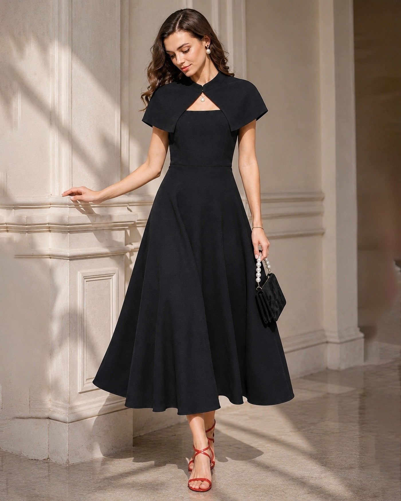 Women's Woven Polyester Midi Dresses Dresses - RIHOAS