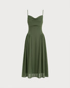 Women's Woven Polyester Midi Dresses - RIHOAS