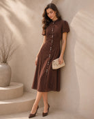 Women's Woven Polyester Midi Dresses - RIHOAS
