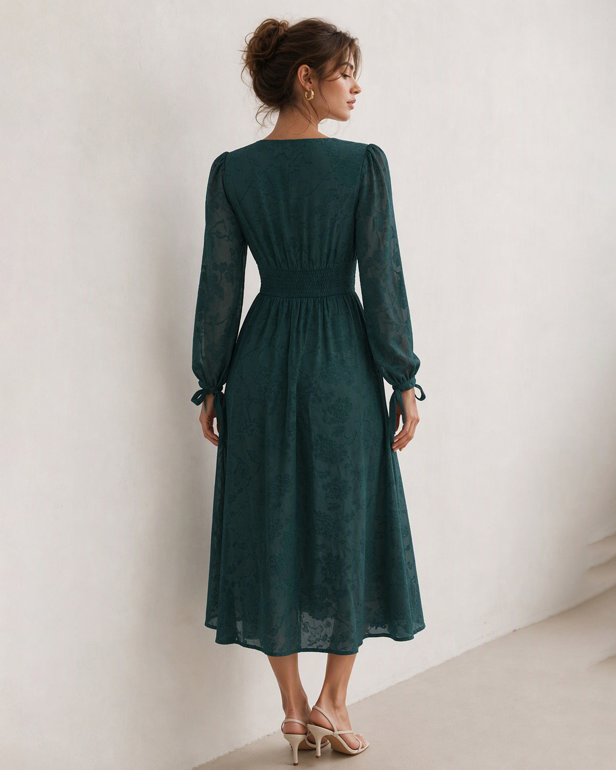 Women's Woven Polyester Midi Dresses - RIHOAS - 03