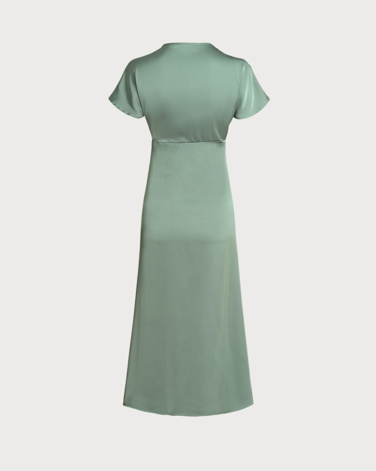 green a line dress Green Satin V Neck A-Line Midi Dress & Reviews - Green - Dresses
