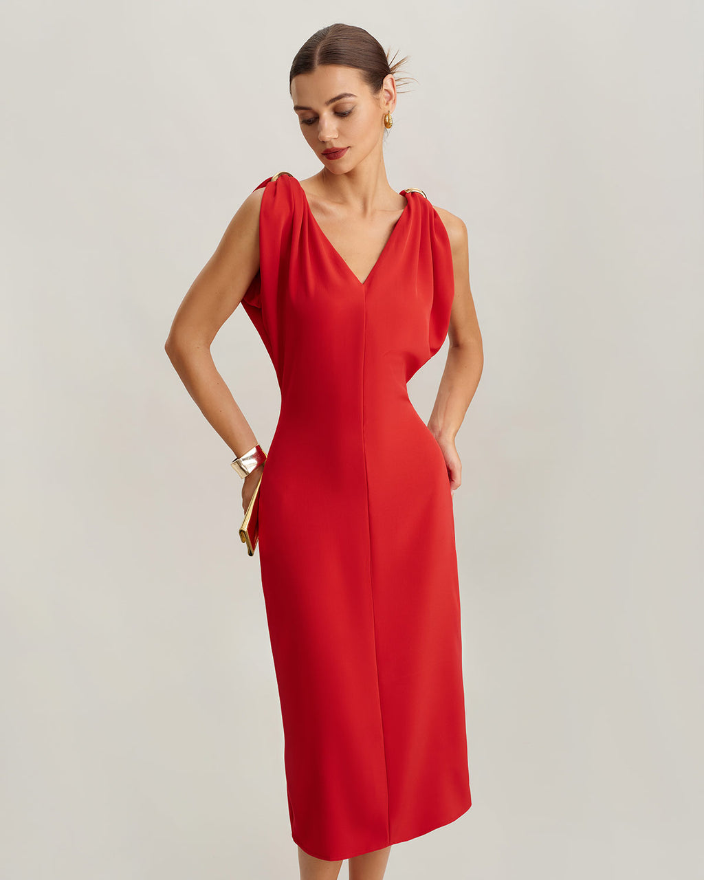 Women's Woven Polyester Midi Dresses Dresses - RIHOAS