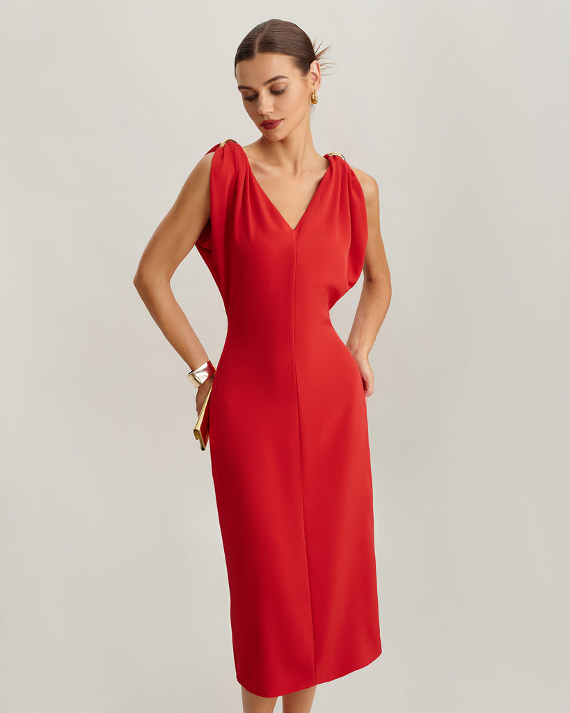 Women's Woven Polyester Midi Dresses Dresses - RIHOAS