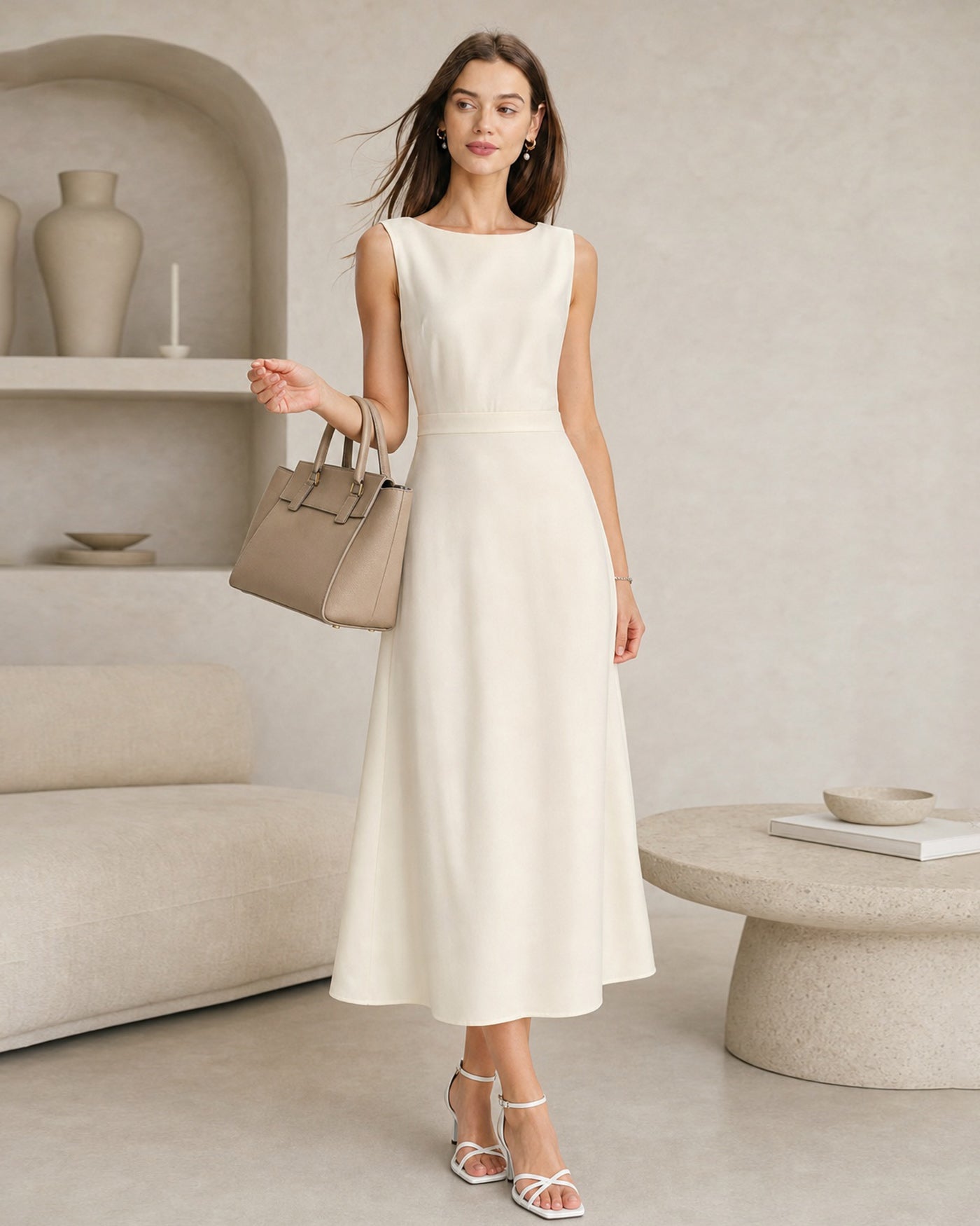 Women's Woven Polyester Midi Dresses Dresses - RIHOAS
