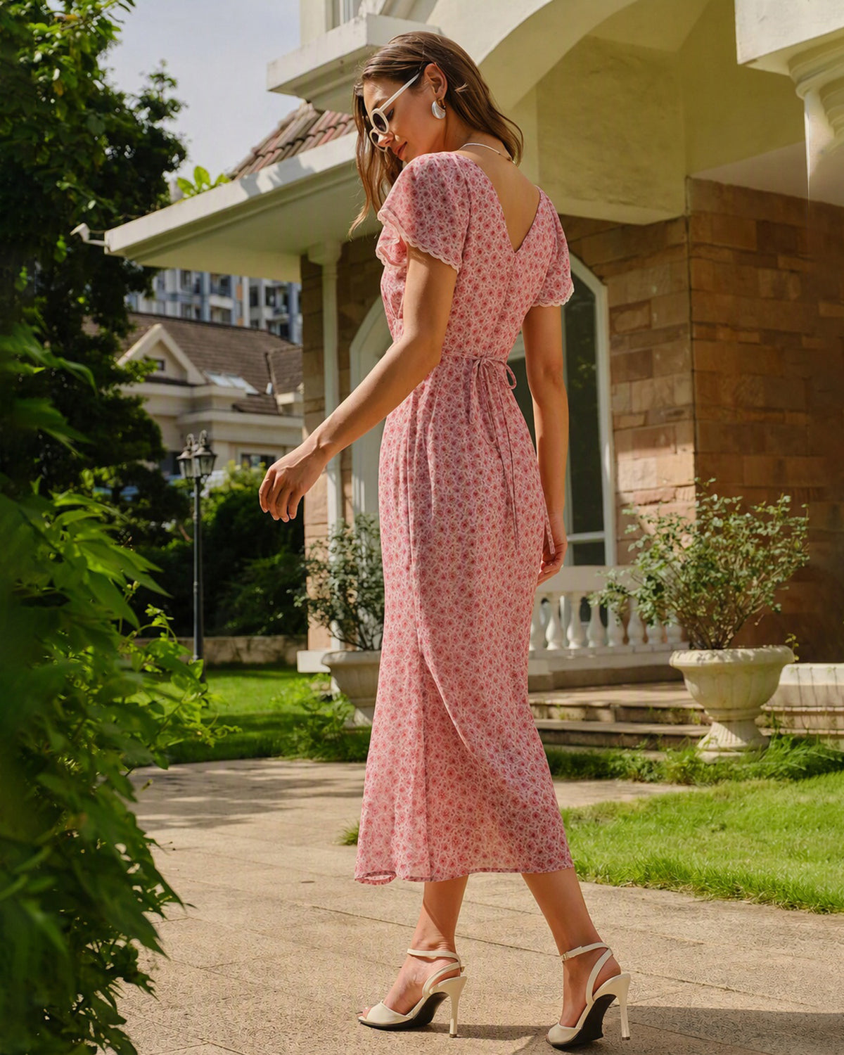Women's Woven Polyester Midi Dresses - RIHOAS