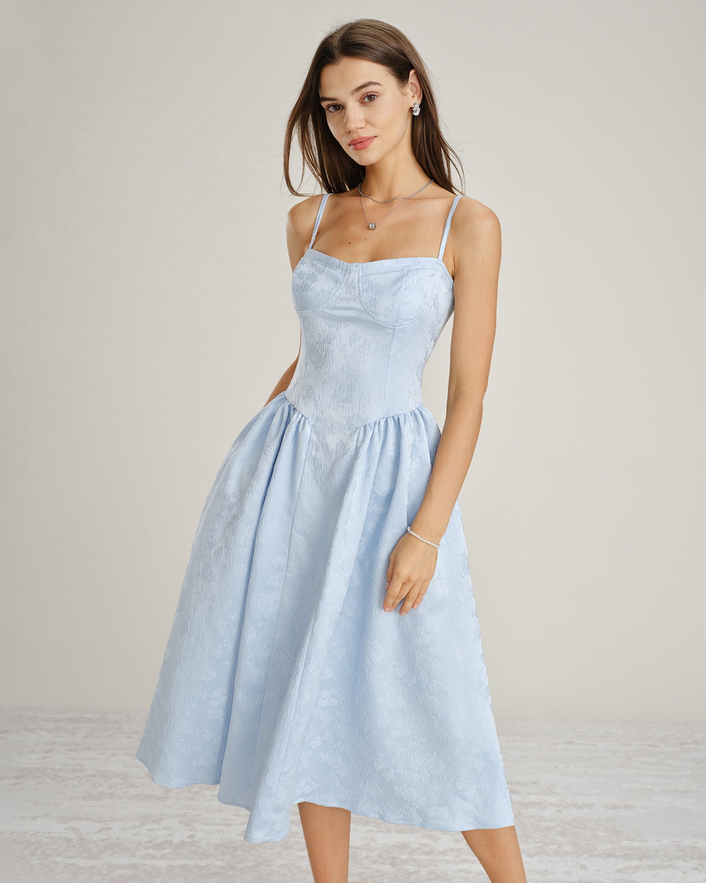 Blue Jacquard Pockets Slip Midi Dress & Reviews - Blue - Dresses Blue Jacquard Pockets Slip Midi Dress & Reviews - Blue - Dresses