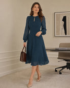 Women's Woven Polyester Midi Dresses - RIHOAS
