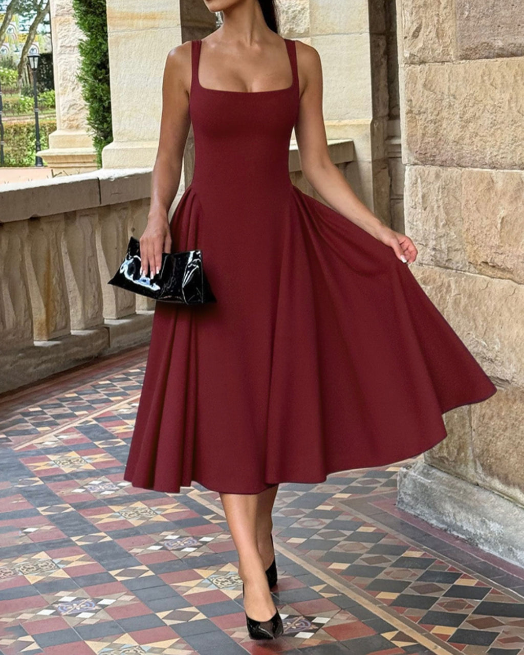 Women's Woven Polyester Midi Dresses Dresses - RIHOAS