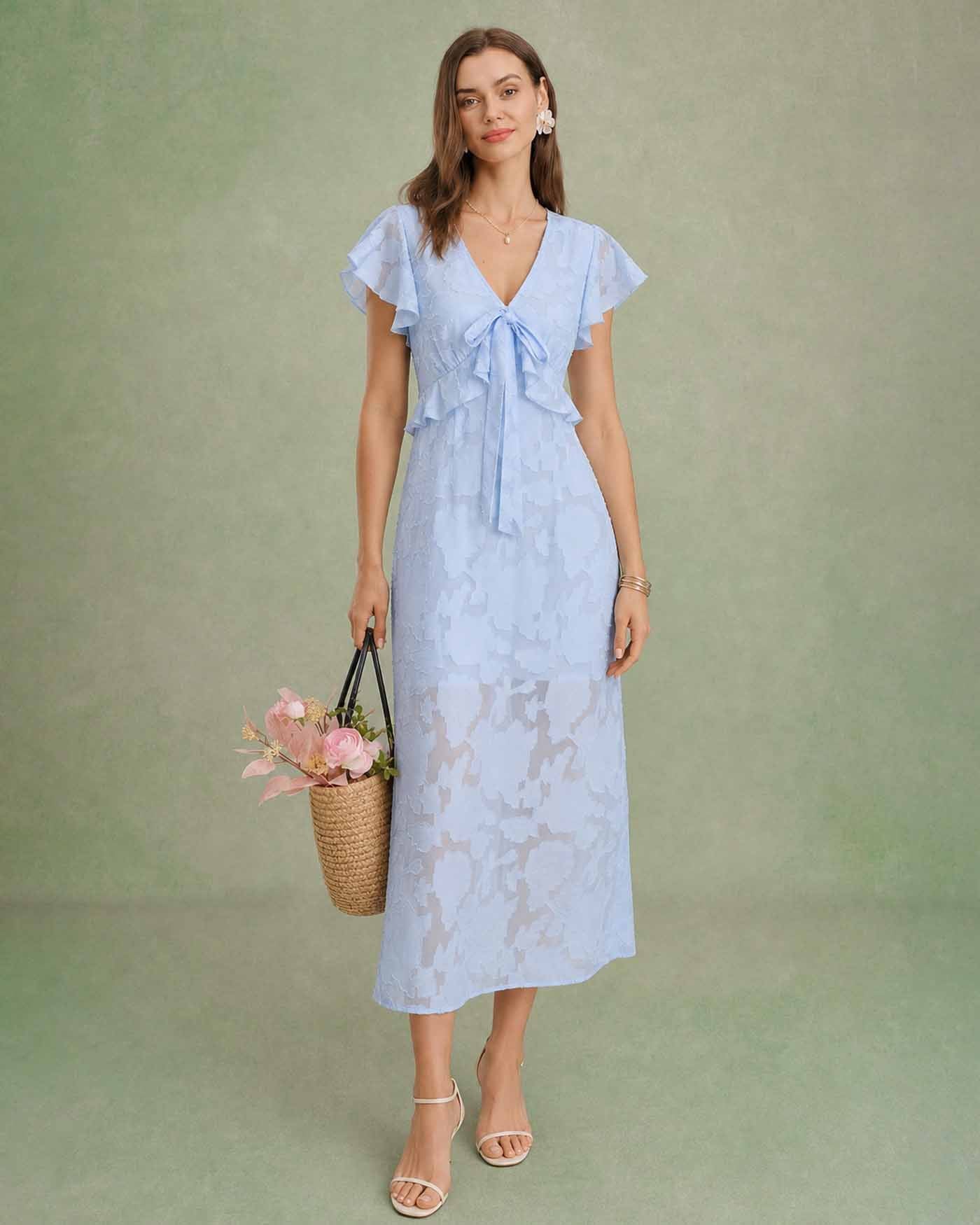 Women's Woven Polyester Midi Dresses Dresses - RIHOAS