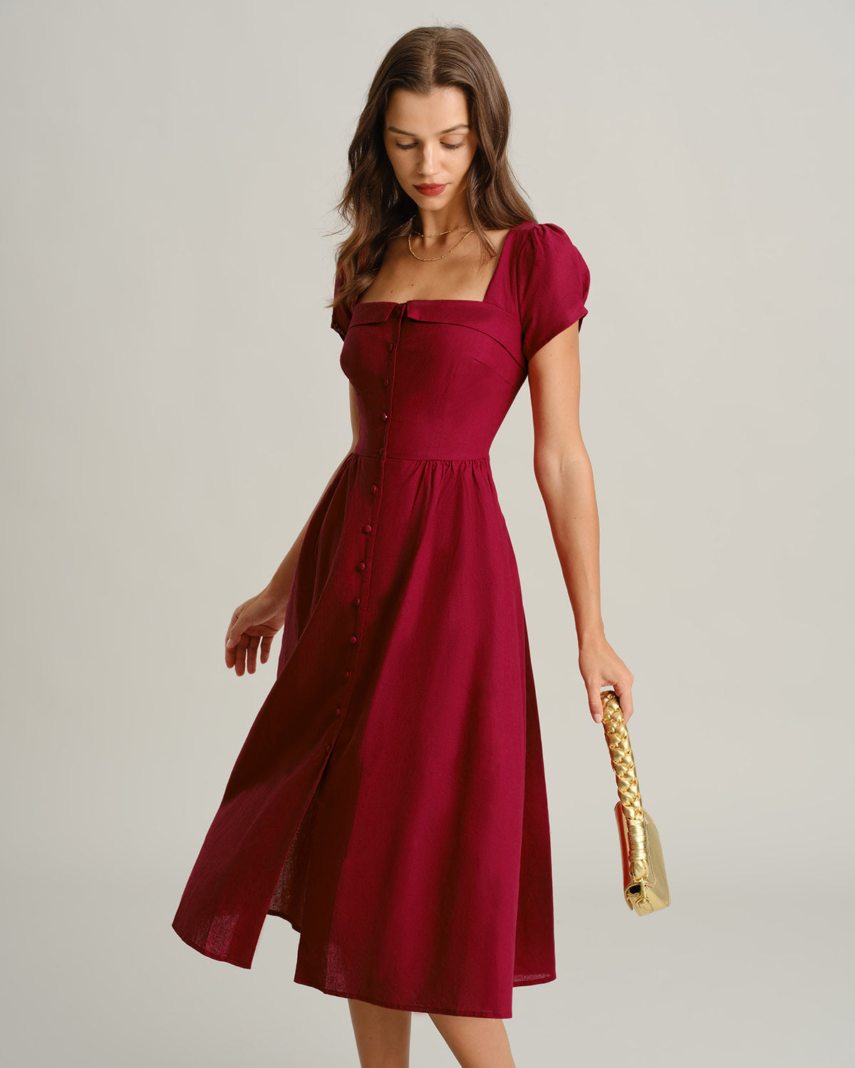 Wine Red Square Neck A-Line Midi Dress & Reviews - Wine Red - Dresses Wine Red Square Neck A-Line Midi Dress & Reviews - Wine Red - Dresses