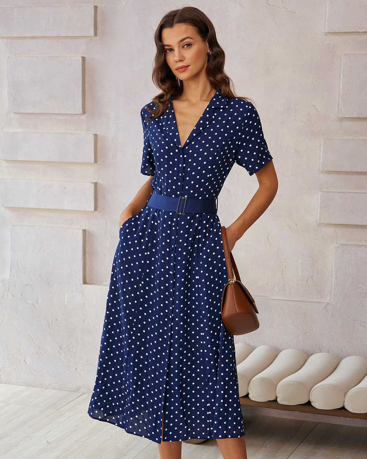 Women's Woven Polyester Midi Dresses Dresses - RIHOAS