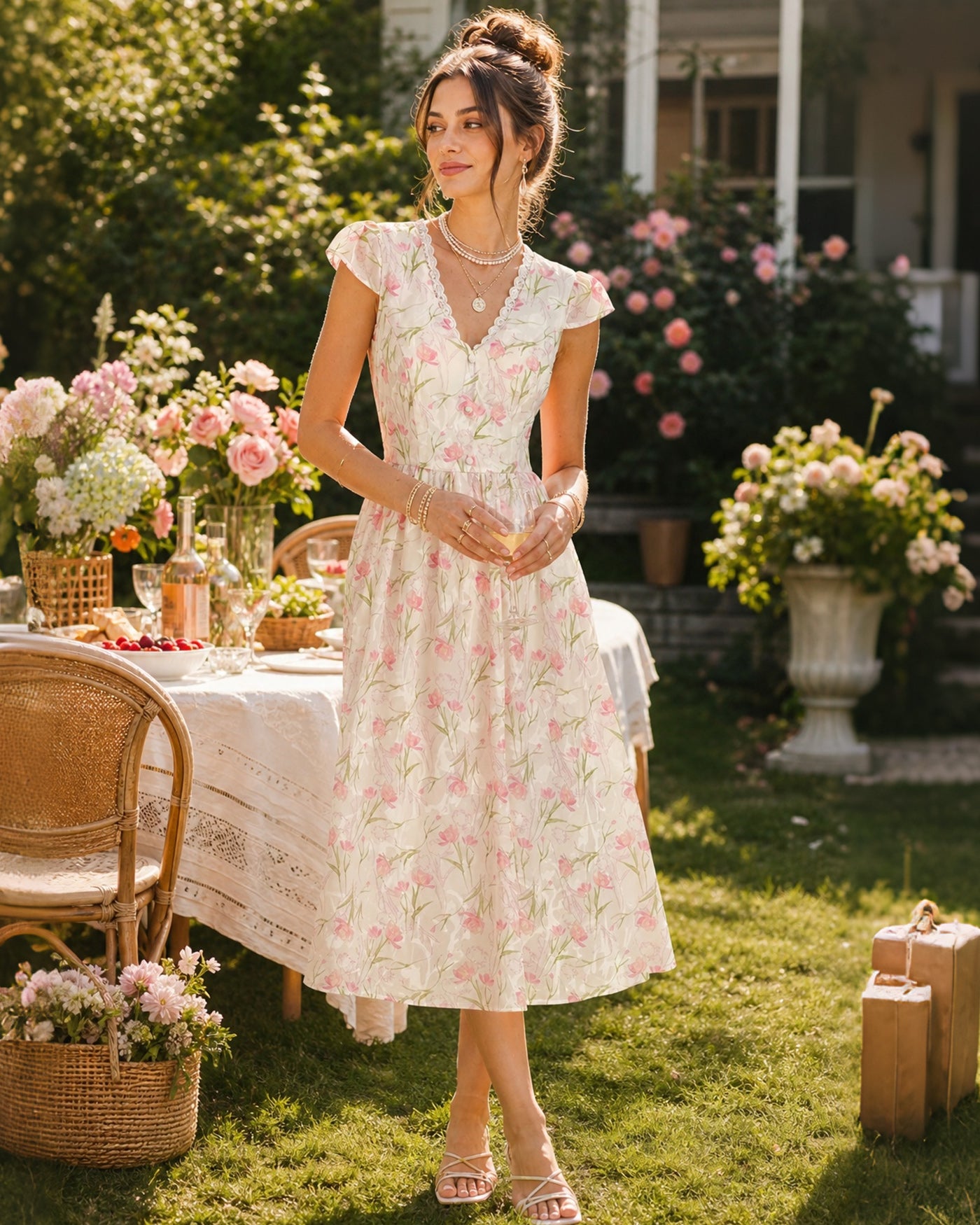 Women's Woven Polyester Midi Dresses Dresses - RIHOAS