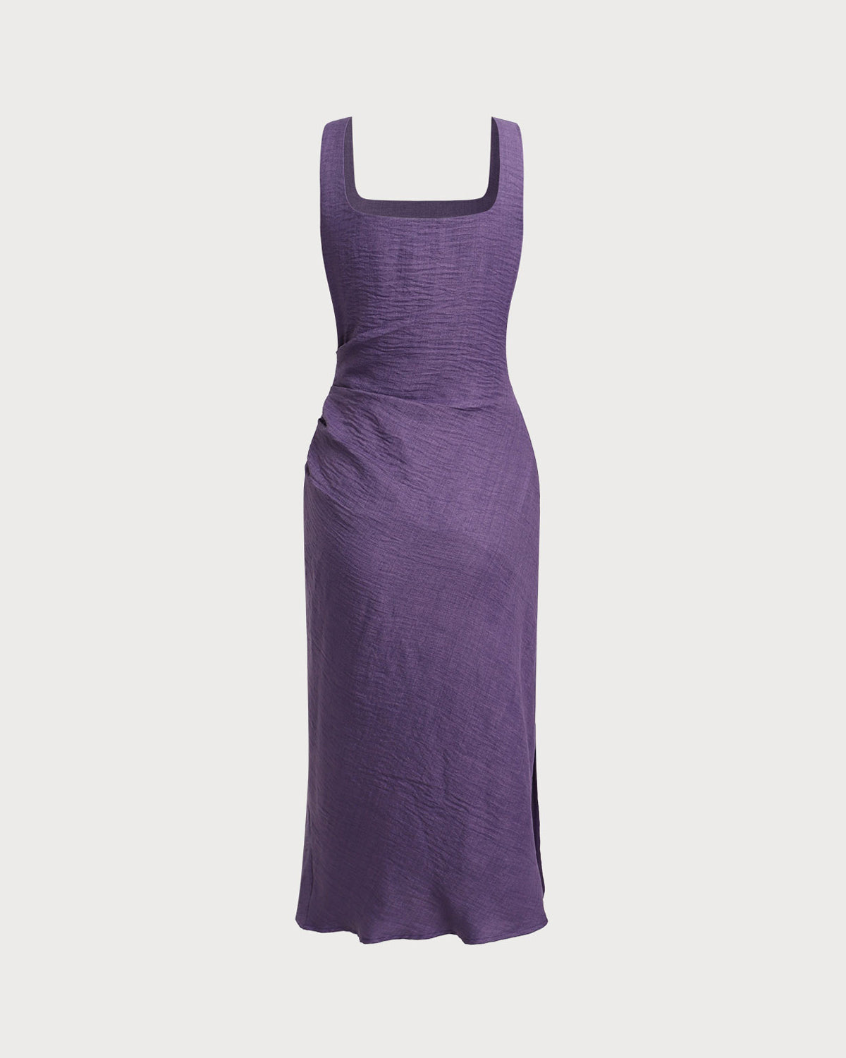 Rihoas Textured Square Neck Midi Dress | Ruched Waist Side Slit Sheath |Wedding Guest, Date Night, Office, Brunch, Purple / Xs Rihoas Textured Square Neck Midi Dress | Ruched Waist Side Slit Sheath |Wedding Guest, Date Night, Office, Brunch, Purple / Xs