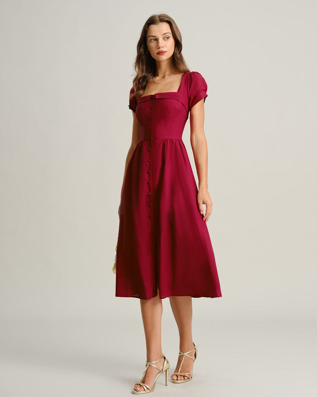 Women's Woven Polyester Midi Dresses Dresses - RIHOAS