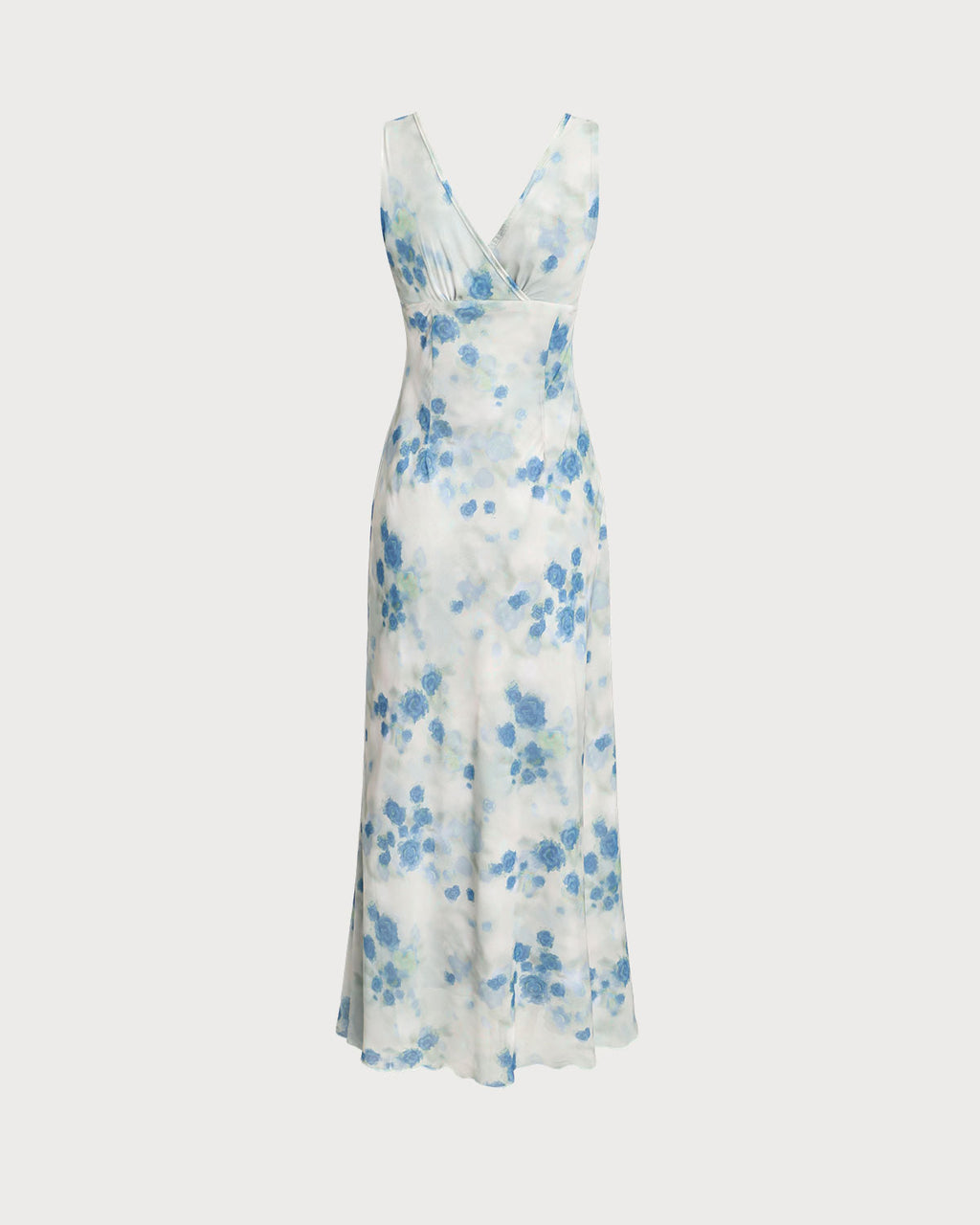 Blue Floral Ruffle Sleeveless Midi Dress - RIHOAS