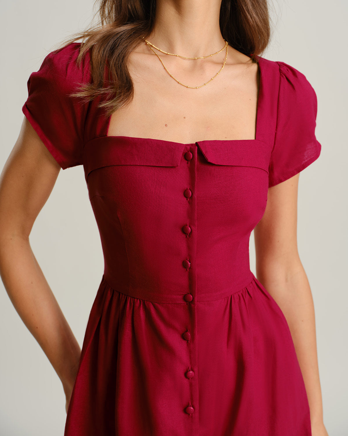 Wine Red Square Neck A-Line Midi Dress & Reviews - Wine Red - Dresses | RIHOAS Wine Red Square Neck A-Line Midi Dress & Reviews - Wine Red - Dresses | RIHOAS