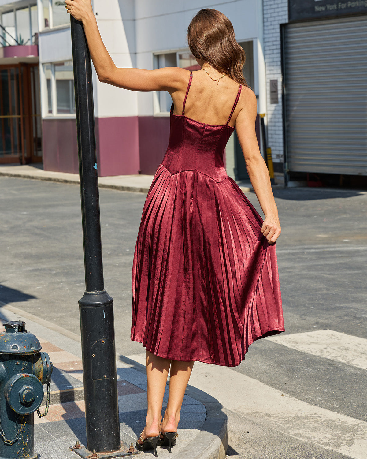 Wine Red Ruched A-Line Slip Midi Dress & Reviews - Wine Red - Dresses | RIHOAS Wine Red Ruched A-Line Slip Midi Dress & Reviews - Wine Red - Dresses | RIHOAS