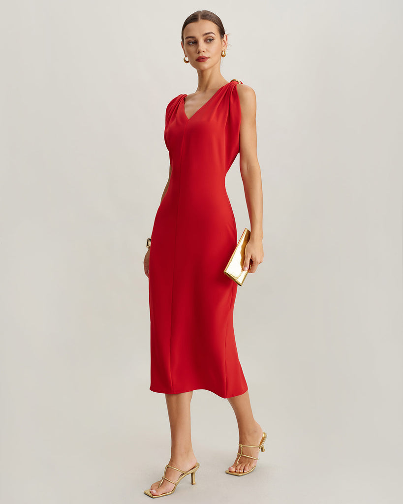 Women's Woven Polyester Midi Dresses Dresses - RIHOAS