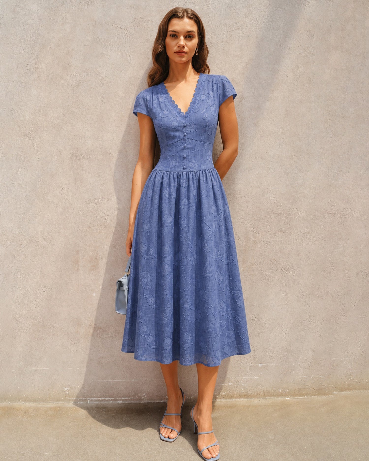 Women's Woven Polyester Midi Dresses Dresses - RIHOAS