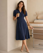Women's Woven Polyester Midi Dresses - RIHOAS - 11