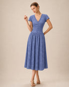 Women's Woven Polyester Midi Dresses - RIHOAS