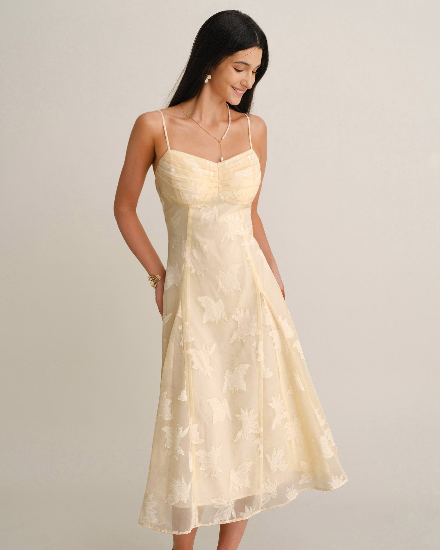 Women's Woven Polyester Midi Dresses - RIHOAS - 01
