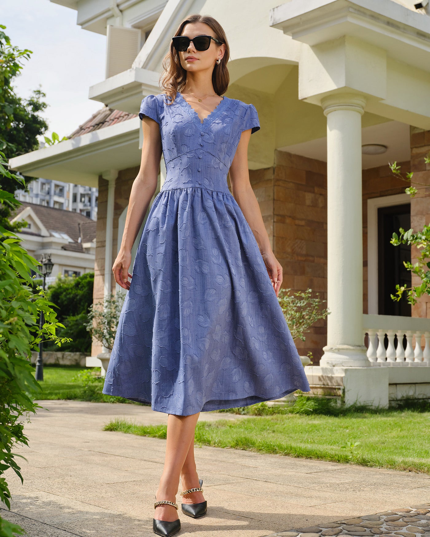 Women's Woven Polyester Midi Dresses Dresses - RIHOAS