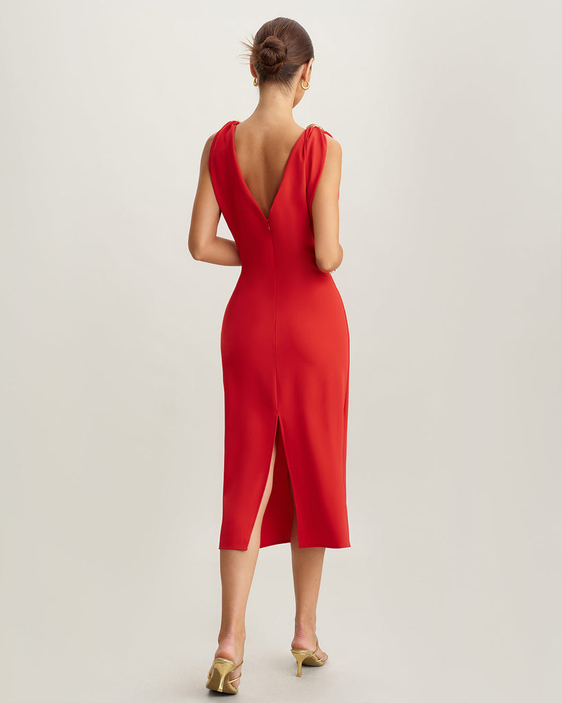 Women's Woven Polyester Midi Dresses Dresses - RIHOAS