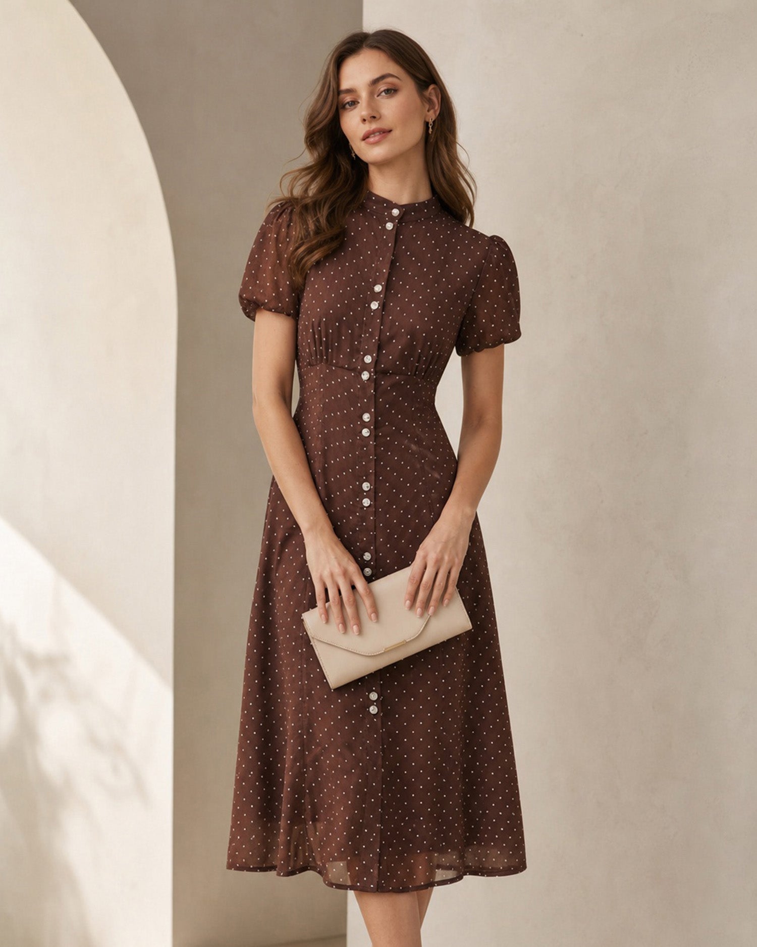 Women's Woven Polyester Midi Dresses - RIHOAS