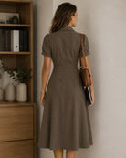 Women's Woven Polyester Midi Dresses - RIHOAS