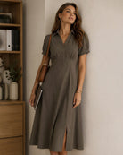 Women's Woven Polyester Midi Dresses - RIHOAS - 02