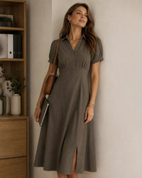 Women's Woven Polyester Midi Dresses - RIHOAS - 02