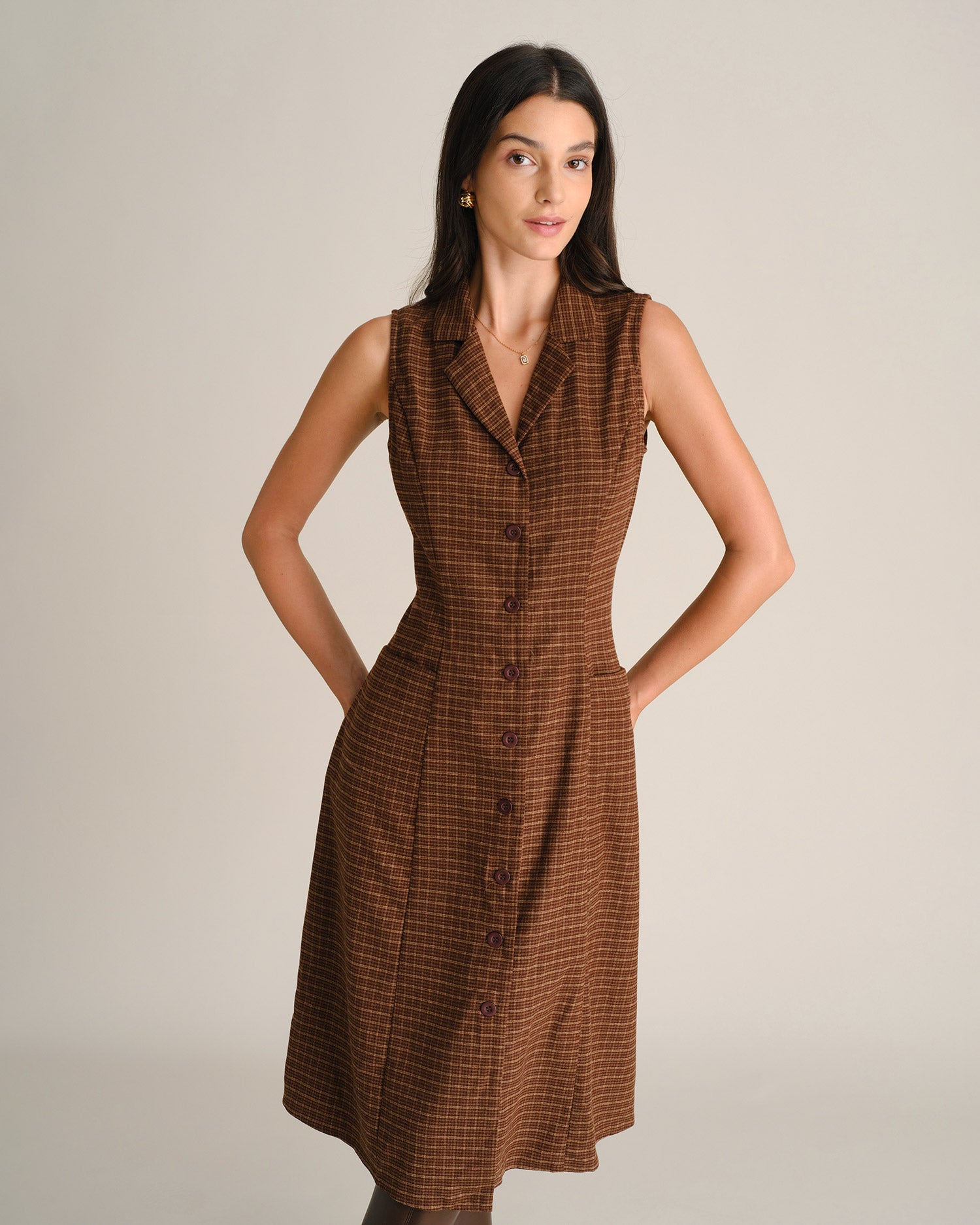 Women's Woven Polyester Midi Dresses - RIHOAS - 03