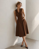 Women's Woven Polyester Midi Dresses - RIHOAS