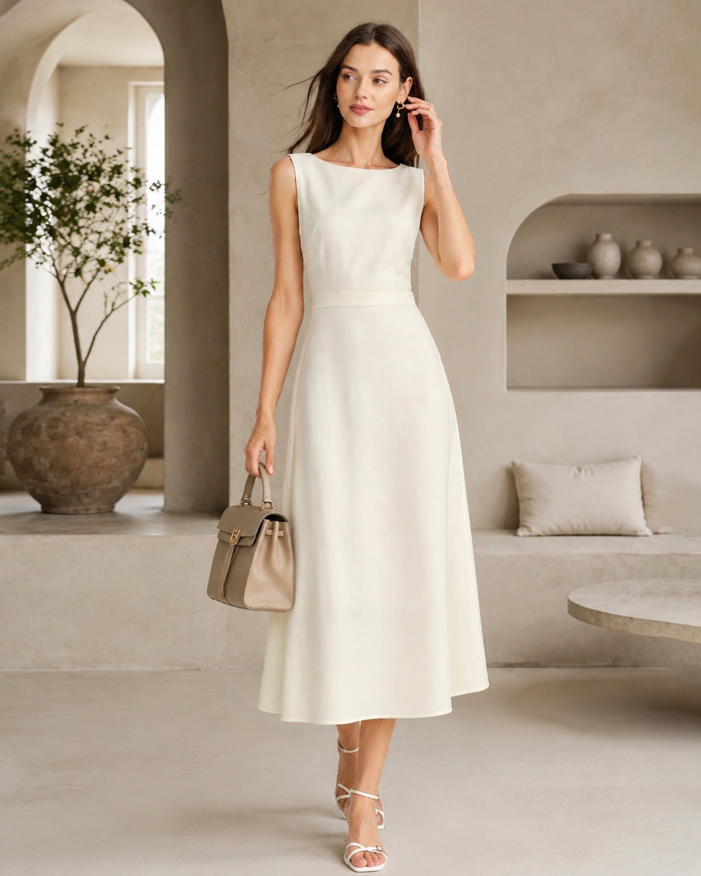 Women's Woven Polyester Midi Dresses Dresses - RIHOAS