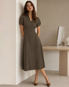 Women's Woven Polyester Midi Dresses - RIHOAS