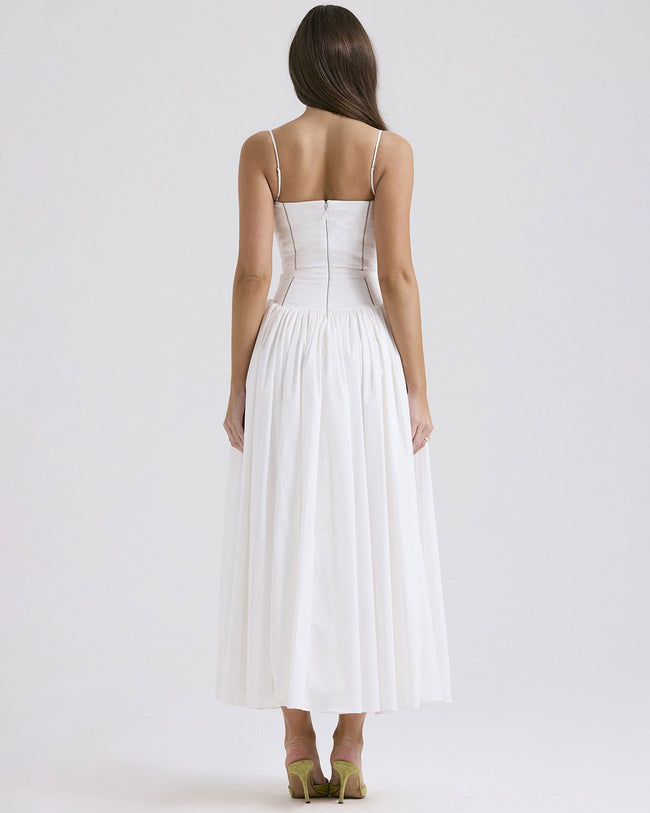 ●depound● pleated dress white DP2378OP001MWHFR Sleek Poplin Pleated Mini Dress | Theory