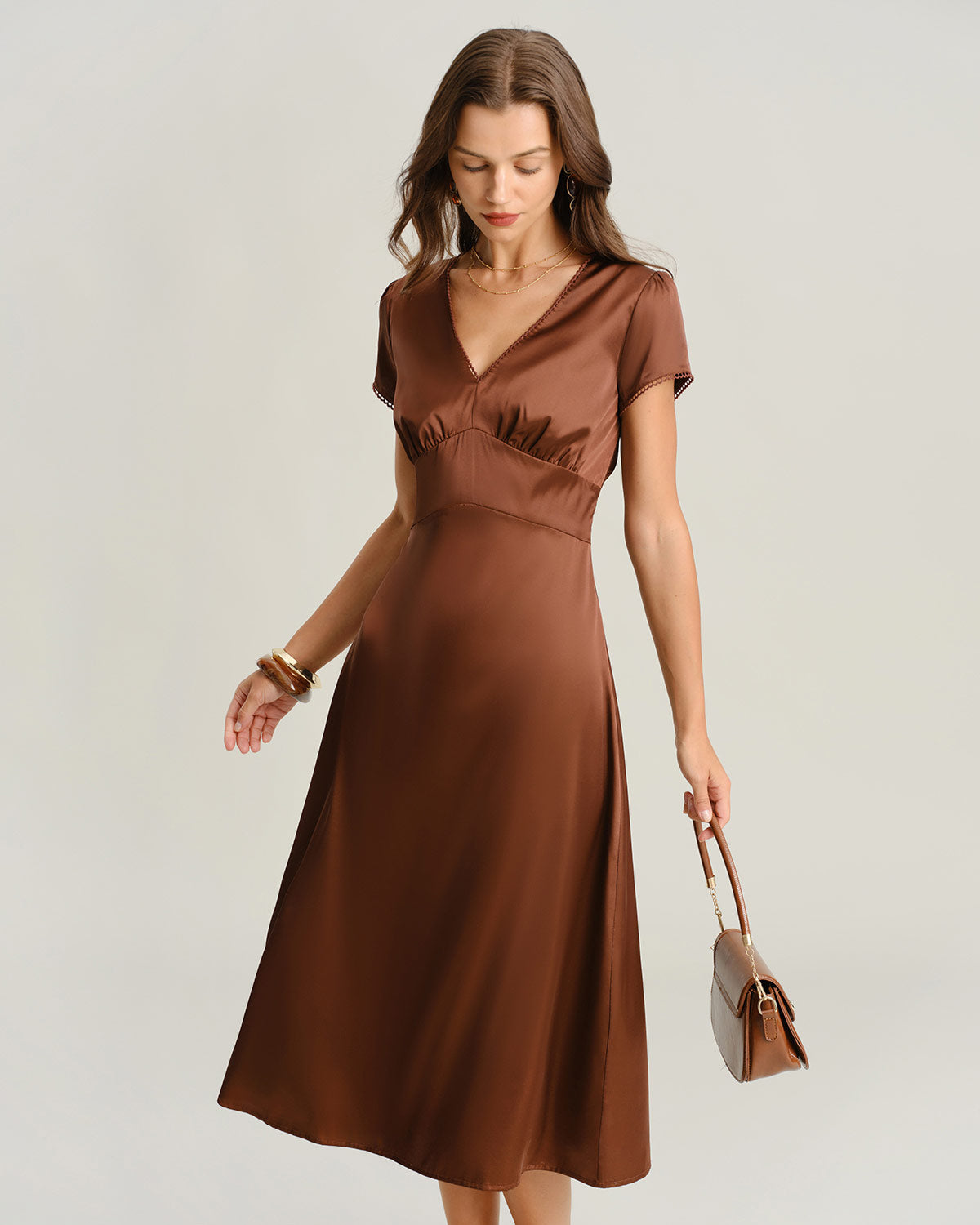 Women's Woven Polyester Midi Dresses Dresses - RIHOAS