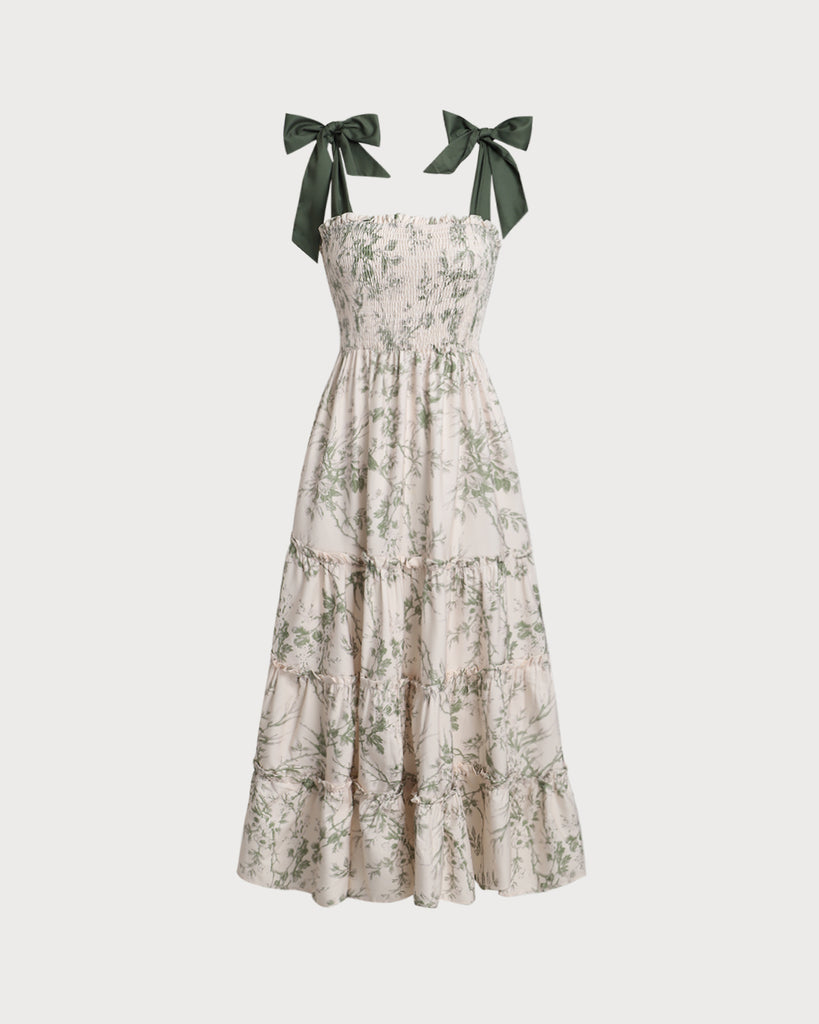 Women's Woven Polyester Midi Dresses Green Dresses - RIHOAS