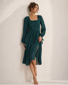 Women's Woven Polyester Midi Dresses Green - RIHOAS