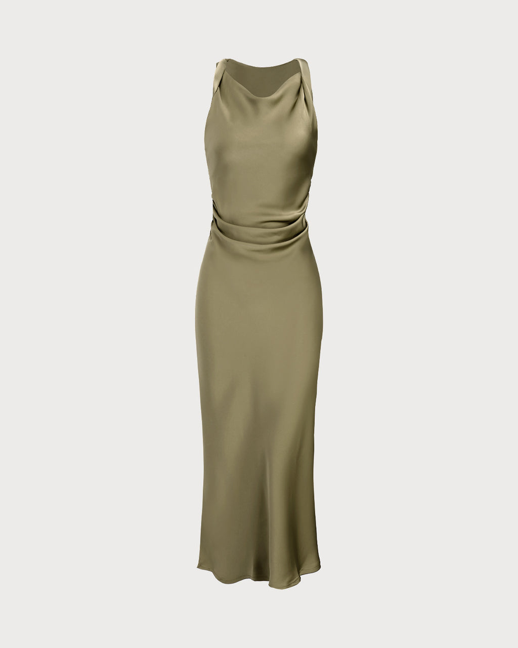 Women's Woven Polyester Midi Dresses Green Dresses - RIHOAS
