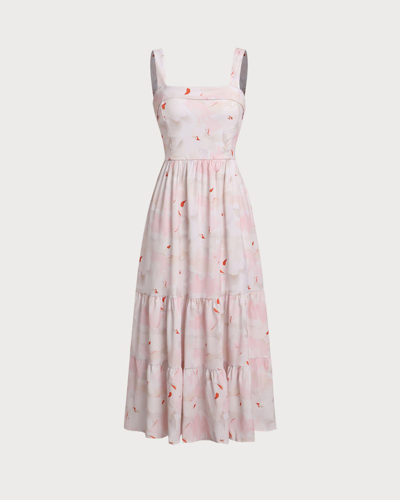 Women's Woven Polyester Midi Dresses Pink Dresses - RIHOAS